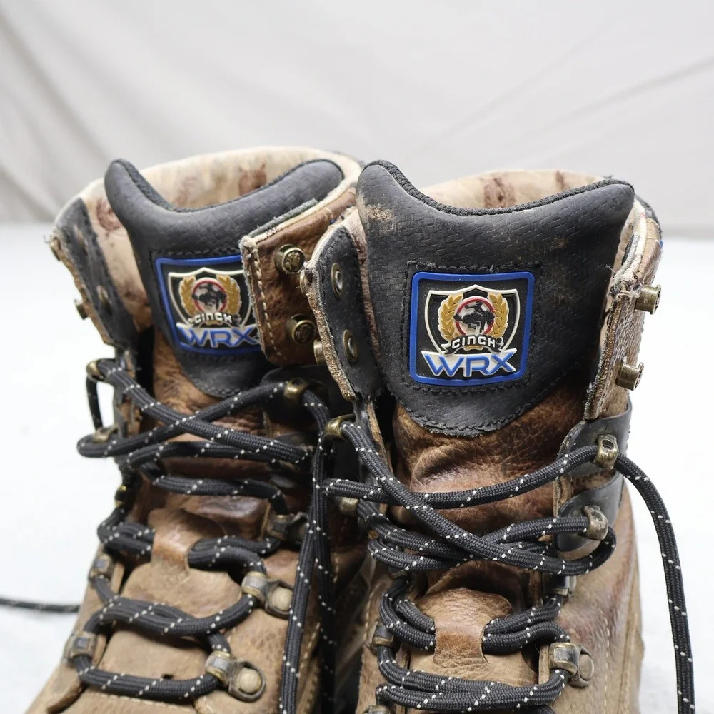 Cinch  Mens 9EE Work Boots‎ Brown Leather Square Toe WRX Lace Up Rugged Utility